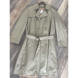 Vintage MISTY HARBOR Khaki Raincoat Trench Coat Zip Lining Winter Jacket 40 Long